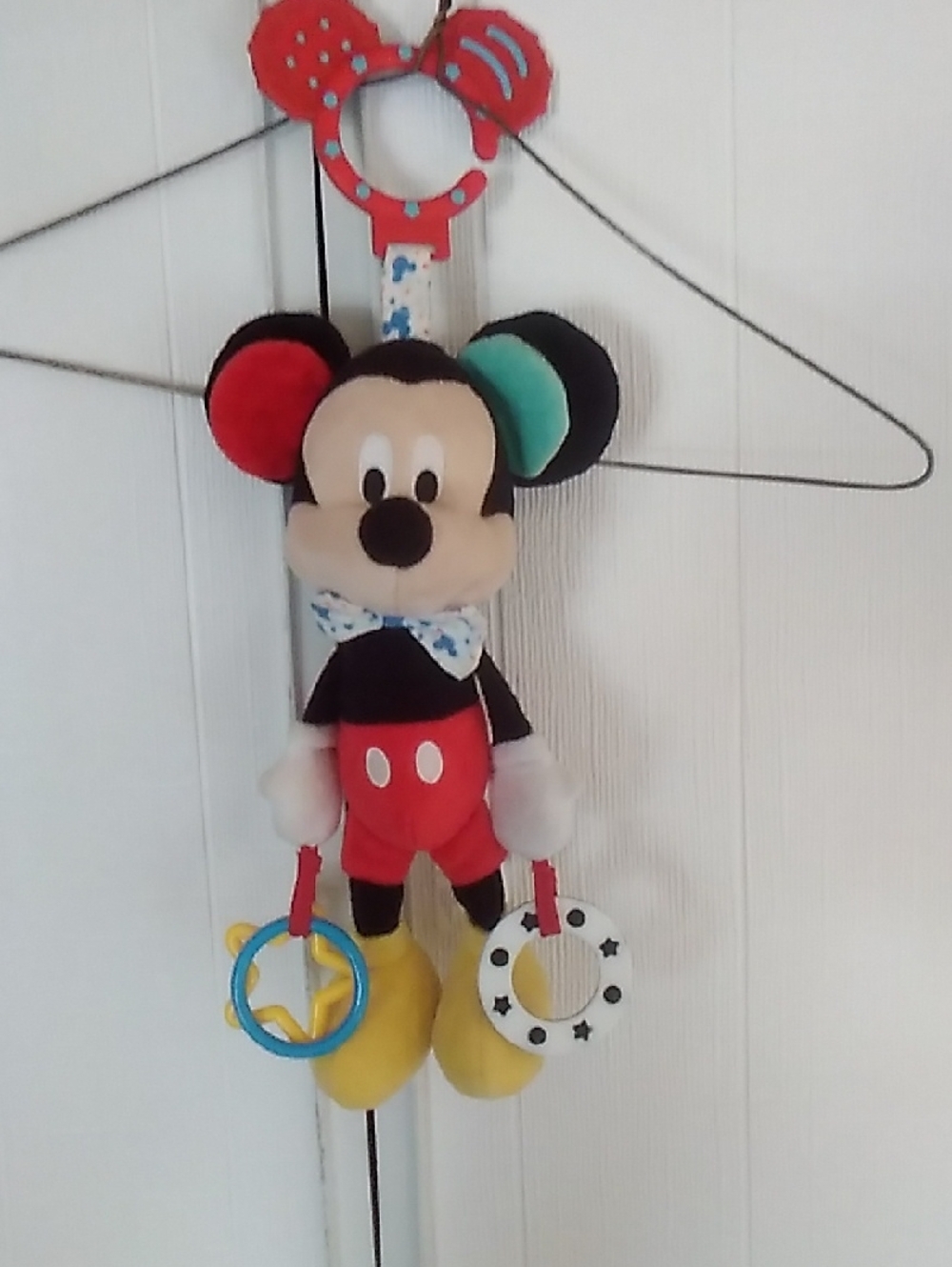 Disney Mickey Mouse Plush Hanging Toy with Colorful Teethers